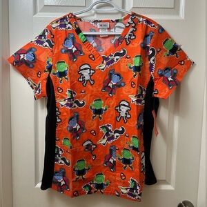 Women’s size large Halloween themed scrub top